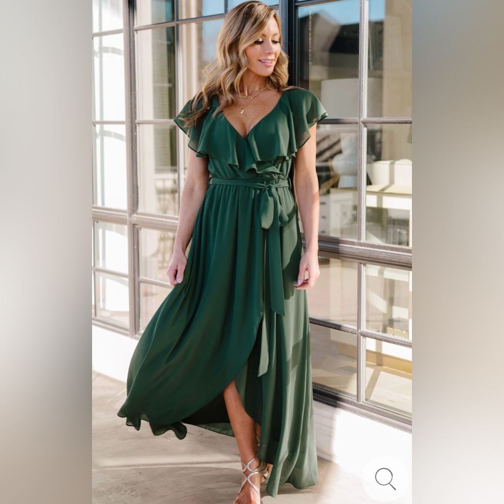 Katya ruffle maxi dress - evergreen